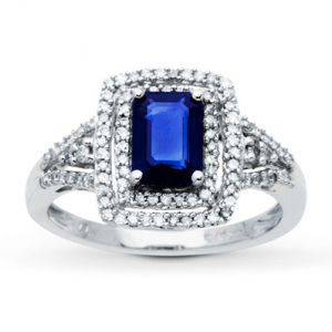 Kay Jewelers Natural Sapphire Ring Diamonds 14K White Gold- Sapphire.jpg